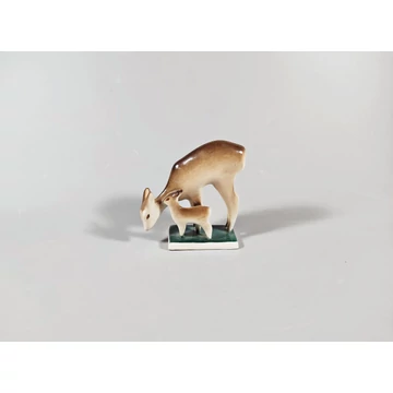 ZSOLNAY, MID-CENTURY MODERN STYLE DEER MOTHER & FAWN, PORCELAIN FIGURINE! (A031) ZSOLNAY, MID-CENTURY MODERN STYLE DEER MOTHER & FAWN, PORCELAIN FIGURINE! (A031)