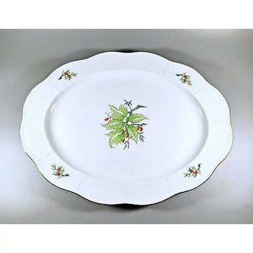 HEREND, ROSEHIP MOTIVE (162) CHARGER TRAY 14", HANDPAINTED PORCELAIN ! (A035)