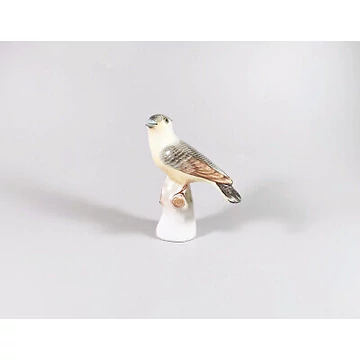 HEREND, GRAY SINGER BIRD ON A LOG, HANDPAINTED PORCELAIN FIGURINE ! (B003)