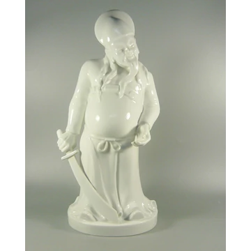 HEREND, WHITE CHINESE MANDARIN WARRIOR 14", WHITE PORCELAIN ! (B039)