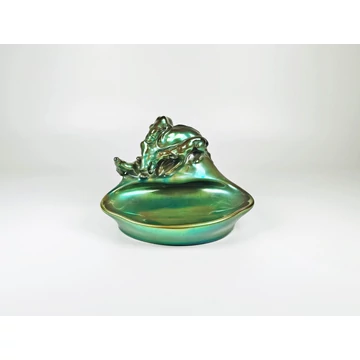 ZSOLNAY, EOSIN GLAZED PORCELAIN NAME CARD HOLDER, DOGS HUNTING A BOAR ! (D015) ZSOLNAY, EOSIN GLAZED PORCELAIN NAME CARD HOLDER, DOGS HUNTING A BOAR ! (D015)