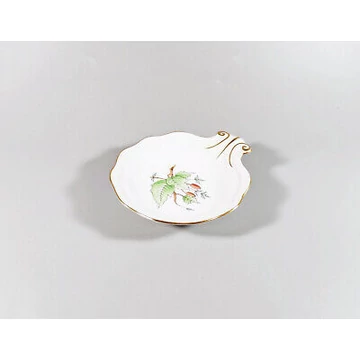 HEREND, ROSEHIP MOTIVE SMALL ROUND TRAY 4", HANDPAINTED PORCELAIN ! (I070)