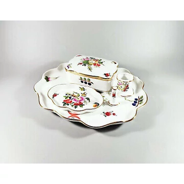 HEREND, BOUQUET DE FRUITS (BFR) SMOKING SET, HANDPAINTED PORCELAIN ! (I125)