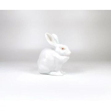HEREND, WHITE RABBIT SITTING 5", HANDPAINTED PORCELAIN FIGURINE, MINT ! (I147)