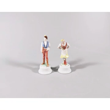 HEREND, FOLKLORE PAIR HUNGARY, MINIATURE HANDPAINTED PORCELAIN FIGURINES (J014)