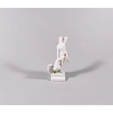 HEREND, LEDA & THE SWAN, MINIATURE HANDPAINTED PORCELAIN FIGURINE 1942 ! (J021)