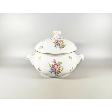 HEREND, PETITE BOUQUET DE ROSE SOUP TUREEN, HANDPAINTED PORCELAIN 1955 ! (J153)