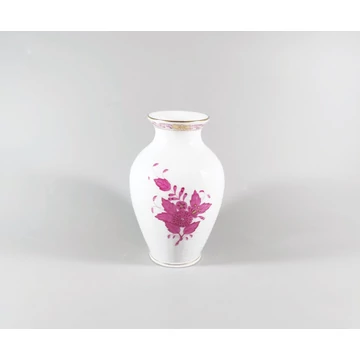 HEREND, RASPBERRY CHINESE BOUQUET APPONYI VASE, HANDPAINTED PORCELAIN ! (J316)