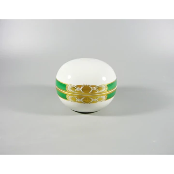 HEREND, GOLD & GREEN (ORV) ROUND BONBONNIERE BOX, HANDPAINTED PORCELAIN ! (T002) HEREND, GOLD & GREEN (ORV) ROUND BONBONNIERE BOX, HANDPAINTED PORCELAIN ! (T002)