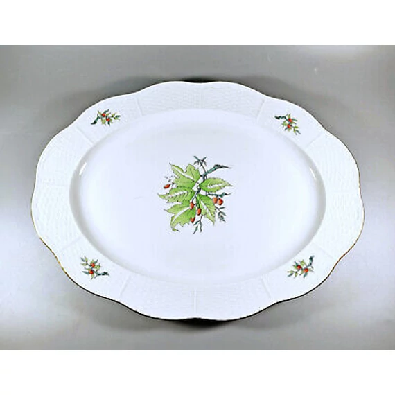 HEREND, ROSEHIP MOTIVE (162) CHARGER TRAY 14", HANDPAINTED PORCELAIN ! (A035)