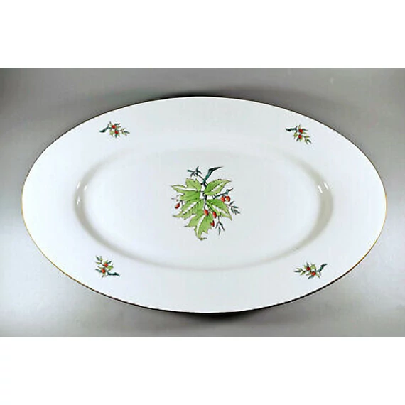 HEREND, ROSEHIP MOTIVE (2143) XXL CHARGER TRAY 16", HANDPAINTED PORCELAIN (A036)