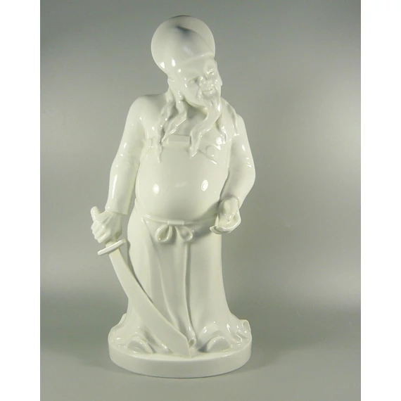 HEREND, WHITE CHINESE MANDARIN WARRIOR 14", WHITE PORCELAIN ! (B039)