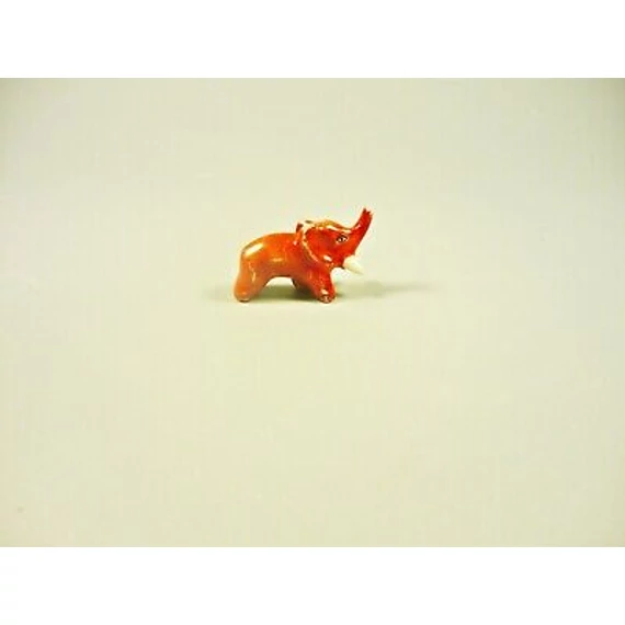 HEREND, RED ELEPHANT 1", MINIATURE HANDPAINTED PORCELAIN FIGURINE! (B065)