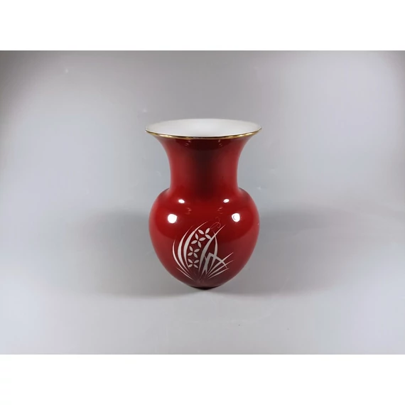 HEREND, RED ESTERHAZY CHINESE ORIENTAL FLOWER VASE, HANDPAINTED PORCELAIN (B113)