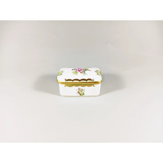 HEREND, VICTORIA (VBO) TRINKET BOX, HANDPAINTED PORCELAIN ! (B118)