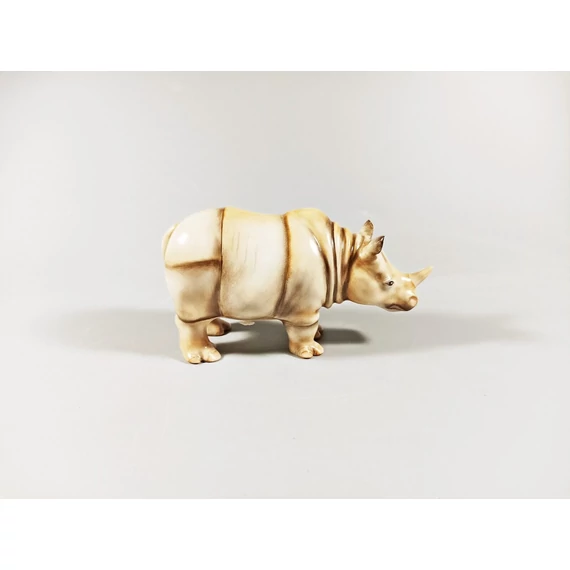 HEREND, GRAY RHINOCEROS, RHINO 5", HANDPAINTED PORCELAIN FIGURINE (B124)