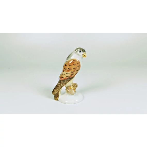 HEREND, BROWN AND GRAY FALCON BIRD, HANDPAINTED PORCELAIN FIGURINE (B168)