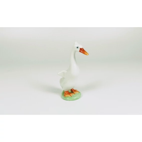 HEREND, WHITE GOOSE BIRD, HANDPAINTED PORCELAIN FIGURINE (B169)