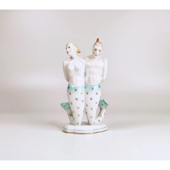 HEREND, ZODIAC SERIES PISCES MERMAIDS, HANDPAINTED PORCELAIN FIGURINE ! (BT006)