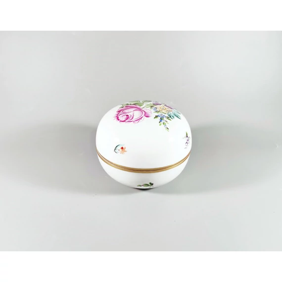 HEREND, BOUQUET DE SAXE (BS) BONBONNIERE BOX, HANDPAINTED PORCELAIN ! (BT057)