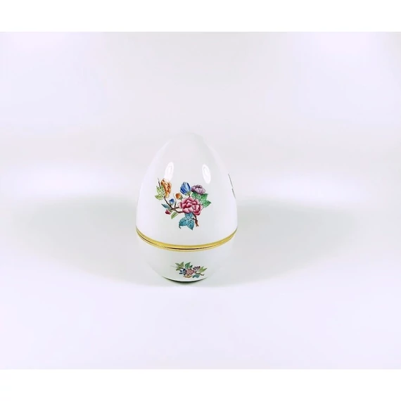 HEREND LARGE EGG SHAPED QUEEN VICTORIA BONBONNIERE HANDPAINTED PORCELAIN (BT058)