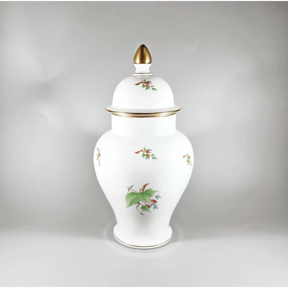 HEREND, XL SIZED ROSEHIP PATTERN URN VASE 13", HANDPAINTED PORCELAIN ! (H017)