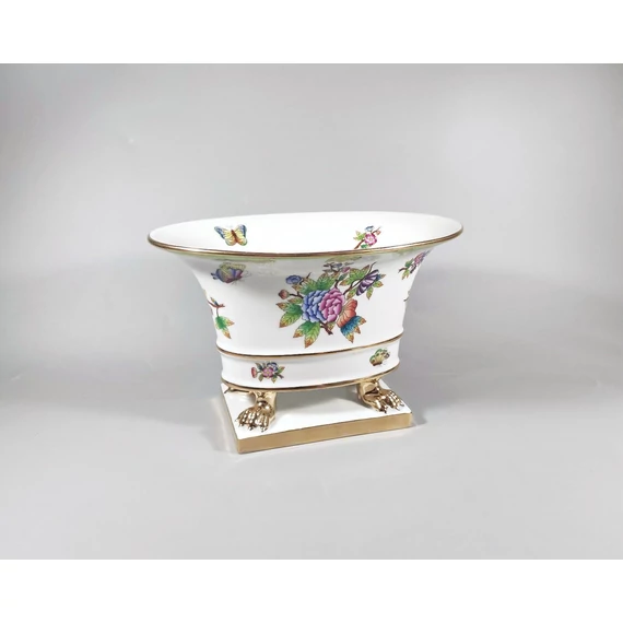 HEREND, QUEEN VICTORIA CLAWFOOT PLANTER 8.8", HANDPAINTED PORCELAIN ! (H031)