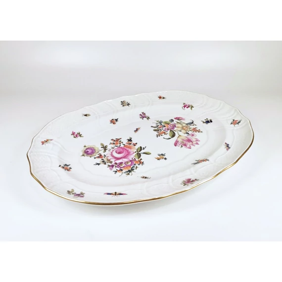 HEREND, BOUQUET DE HEREND LARGE CHARGER TRAY, HANDPAINTED PORCELAIN 1941 (H032)