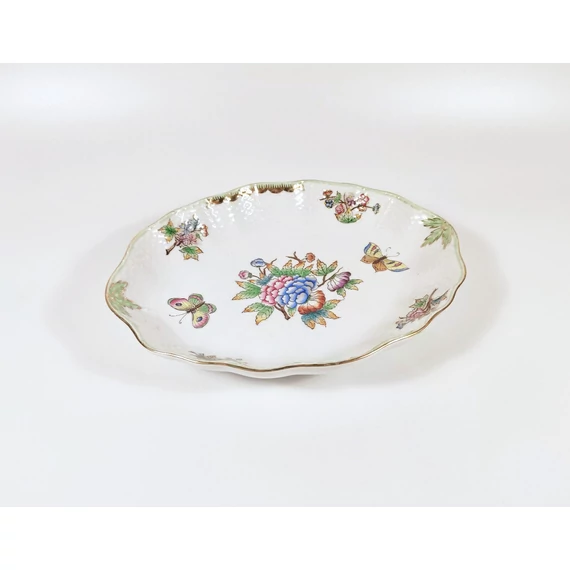 HEREND, QUEEN VICTORIA (VBO) BOWL 1930'S, ANTIQUE HANDPAINTED PORCELAIN ! (H035)