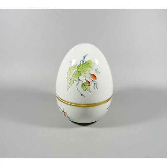 HEREND, HIP MOTIVE EGG SHAPED BONBONNIERE 5", HANDPAINTED PORCELAIN ! (I062)