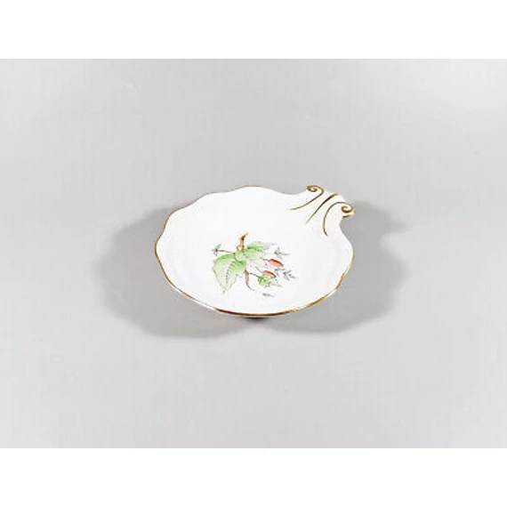 HEREND, ROSEHIP MOTIVE SMALL ROUND TRAY 4", HANDPAINTED PORCELAIN ! (I070)