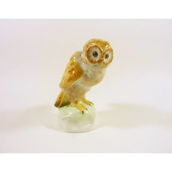 HEREND, EAGLE OWL BIRD, ARTIST SIGNED HANDPAINTED PORCELAIN FIGURINE ! (I085)