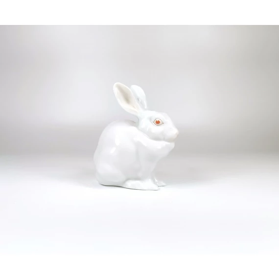 HEREND, WHITE RABBIT SITTING 5", HANDPAINTED PORCELAIN FIGURINE, MINT ! (I147)