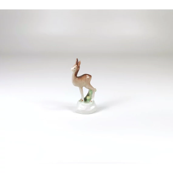 HEREND, BROWN DEER FAWN, MINIATURE HANDPAINTED PORCELAIN FIGURINE ! (J007)