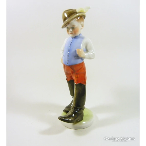 HEREND, BOY IN SEVEN LEAGUE BOOTS 8.2", HANDPAINTED PORCELAIN FIGURINE ! (J029)