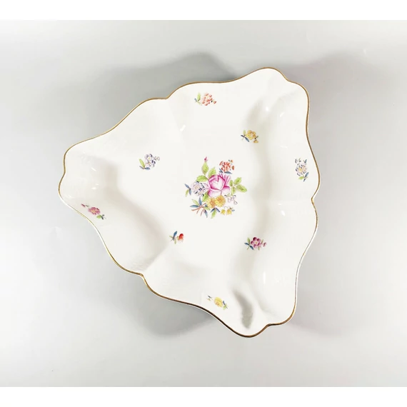 HEREND, PETITE BOUQUET DE ROSE SALAD DISH, HANDPAINTED PORCELAIN 1955! (J140)