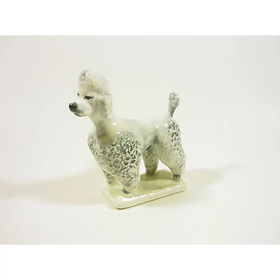 ZSOLNAY, POODLE DOG FASHION HAIR VINTAGE HANDPAINTED PORCELAIN FIGURINE ! (J246)