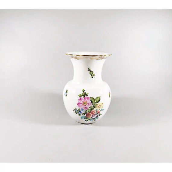 HEREND, BOUQUET DE SAXE D'OR (BS-DO) VASE, HANDPAINTED PORCELAIN ! (J300)