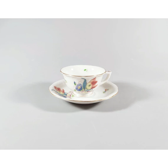 HEREND, BOUQUET DE TULIPE  COFFEE CUP & SAUCER, HANDPAINTED PORCELAIN ! (J301)