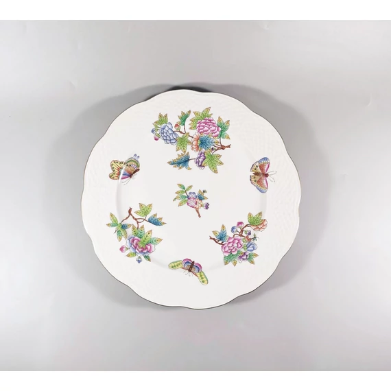 HEREND, QUEEN VICTORIA (VA) LARGE ROUND TRAY , HANDPAINTED PORCELAIN ! (J333)