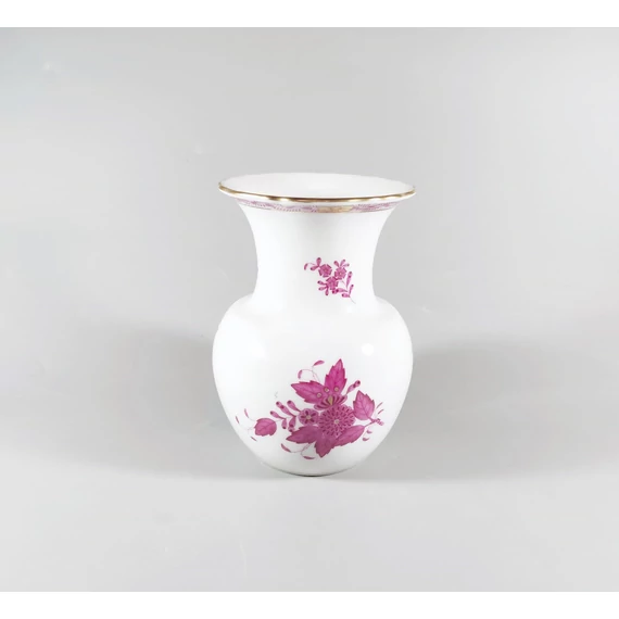 HEREND, RASPBERRY CHINESE BOUQUET APPONYI VASE, HANDPAINTED PORCELAIN ! (J335)