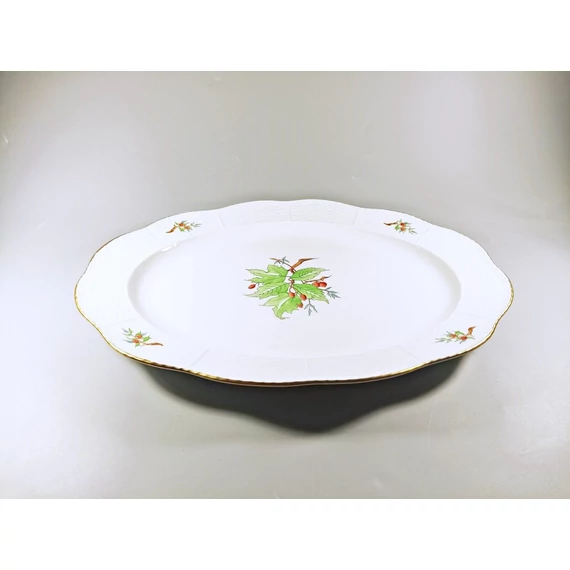 HEREND, ROSEHIP MOTIVE BIG CHARGER TRAY 14", HANDPAINTED PORCELAIN ! (J347)