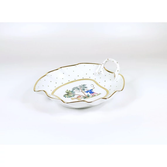 HEREND, ORIENTAL SHOWMAN (FODO) LEAF SHAPED TRAY, HANDPAINTED PORCELAIN ! (K006)