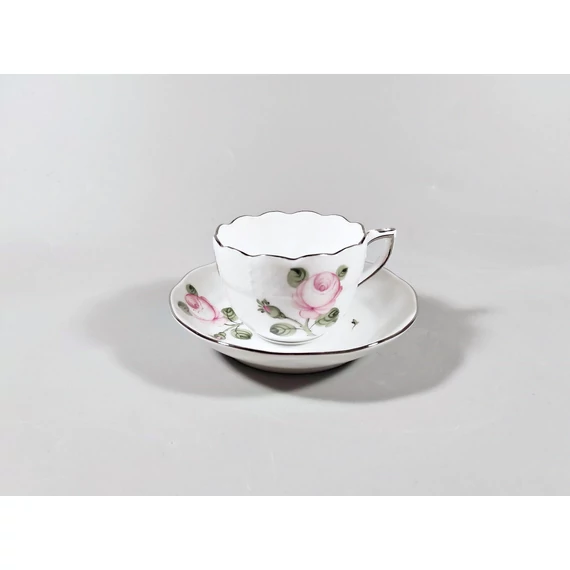 HEREND, VIENNA ROSE PLATINUM COFEE CUP & SAUCER, HANDPAINTED PORCELAIN ! (K008)