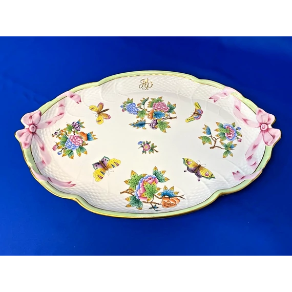 HEREND PORCELAIN HANDPAINTED QUEEN VICTORIA LARGE SERVING TRAY 1400/VBO (G001)