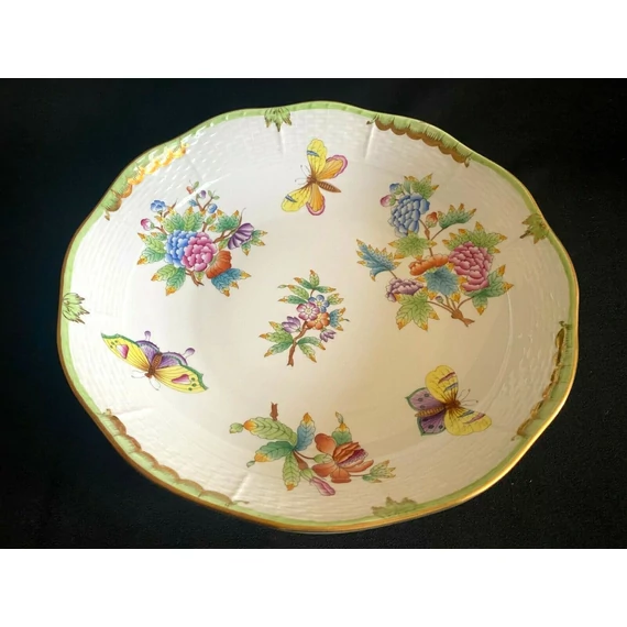 HEREND PORCELAIN HANDPAINTED QUEEN VICTORIA ROUND SERVING BOWL 82/VBO (G004)