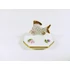 Picture 11/13 -HEREND, FLOWER MOTIVE TRINKET BOX WITH FISH KNOB, HANDPAINTED PORCELAIN (B135)