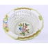 Picture 11/17 -HEREND, VICTORIA (VBO) OPEN WEAVE BASKET, FLOWERS, HANDPAINTED PORCELAIN (B160)