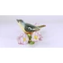 Picture 12/14 -HEREND, SINGER BIRD BETWEEN PINK FLOWERS, HANDPAINTED PORCELAIN FIGURINE (B165)