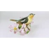 Picture 10/14 -HEREND, SINGER BIRD BETWEEN PINK FLOWERS, HANDPAINTED PORCELAIN FIGURINE (B165)